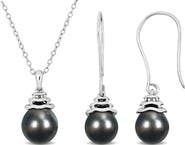 DELMAR Cultured Freshwater Pearl Pendant Necklace & Drop Earrings Set