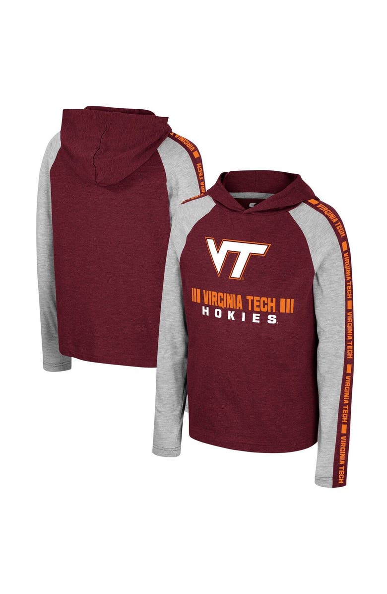 COLOSSEUM Youth Colosseum Maroon Virginia Tech Hokies Ned Raglan Long Sleeve Hooded T-Shirt, Main, color, Maroon