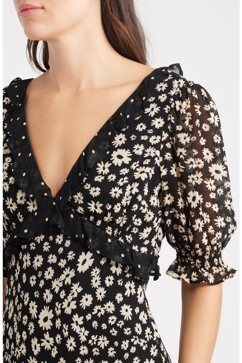 Annmarie Floral Ruffle Trim Maxi Dress, Alternate, color, DAISY DOT COMBO
