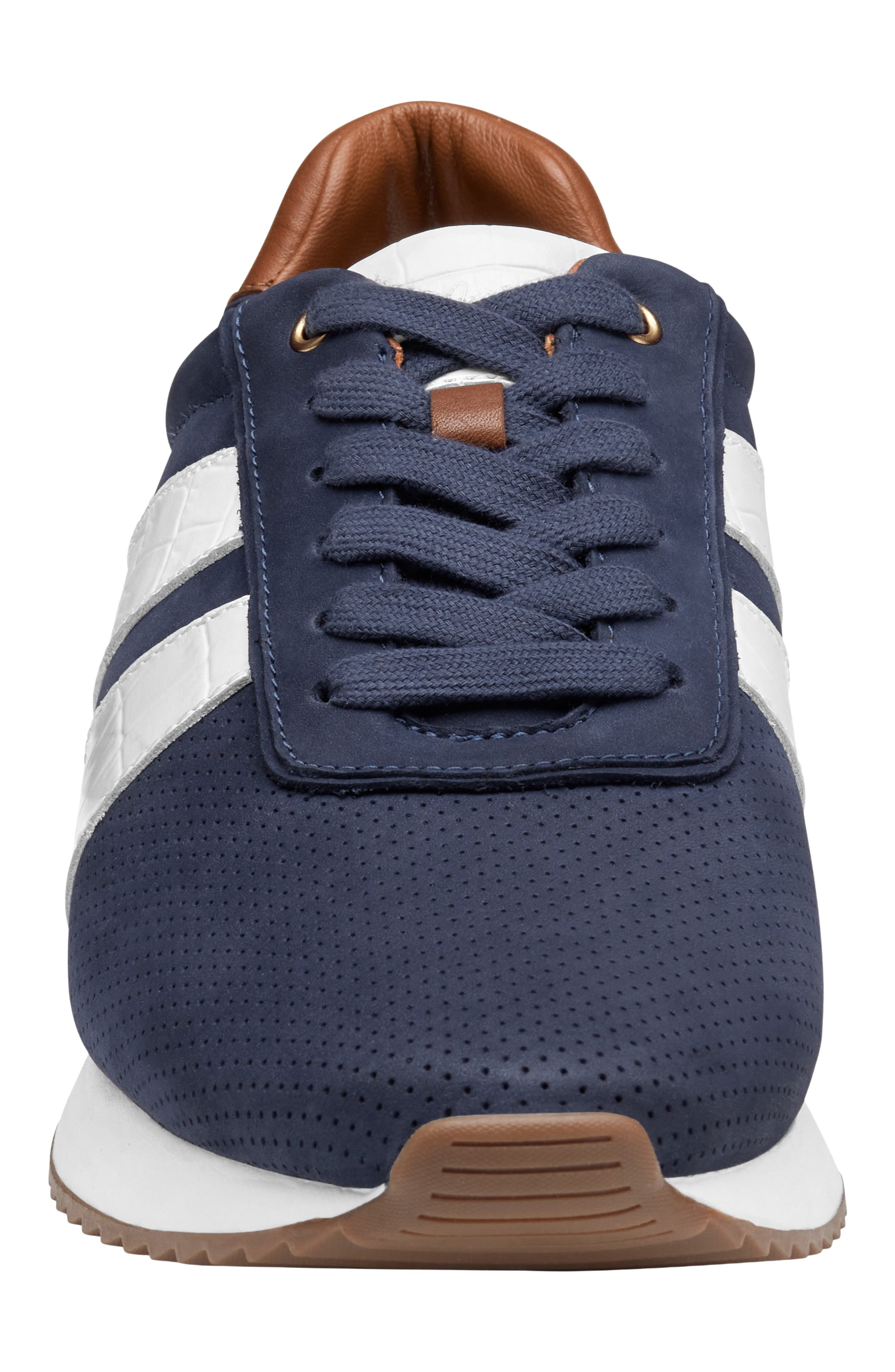 Morgan Sneaker, Alternate, color, NAVY NUBUCK/ WHITE CROC