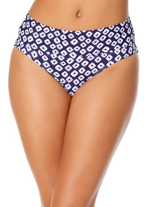 Women's Palm Chic Soft Band Mid Rise Bikini Swim Bottom