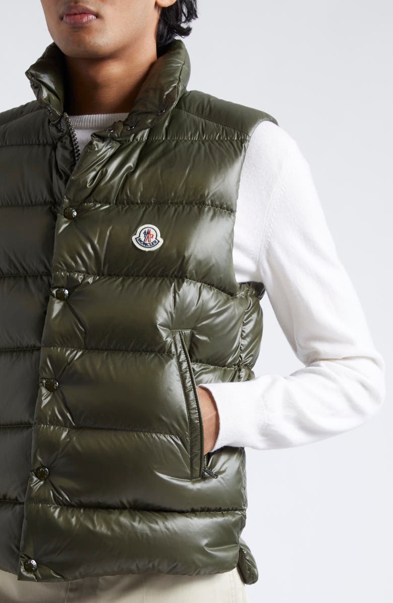 Moncler Tibb Down Puffer Vest, Alternate, color, Olive Green