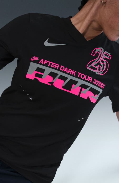 Nike Dri-fit Reflective Graphic Running T-shirt In Black