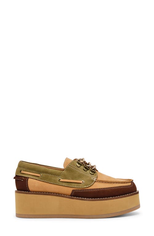 Steve Madden Benett Platform Boat Shoe In Olive/brown