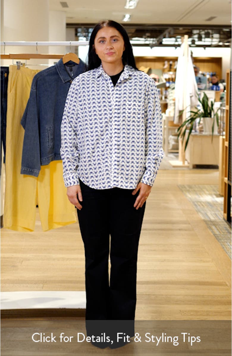 Eileen Crab Print Relaxed Button-Up Shirt, sales video thumbnail