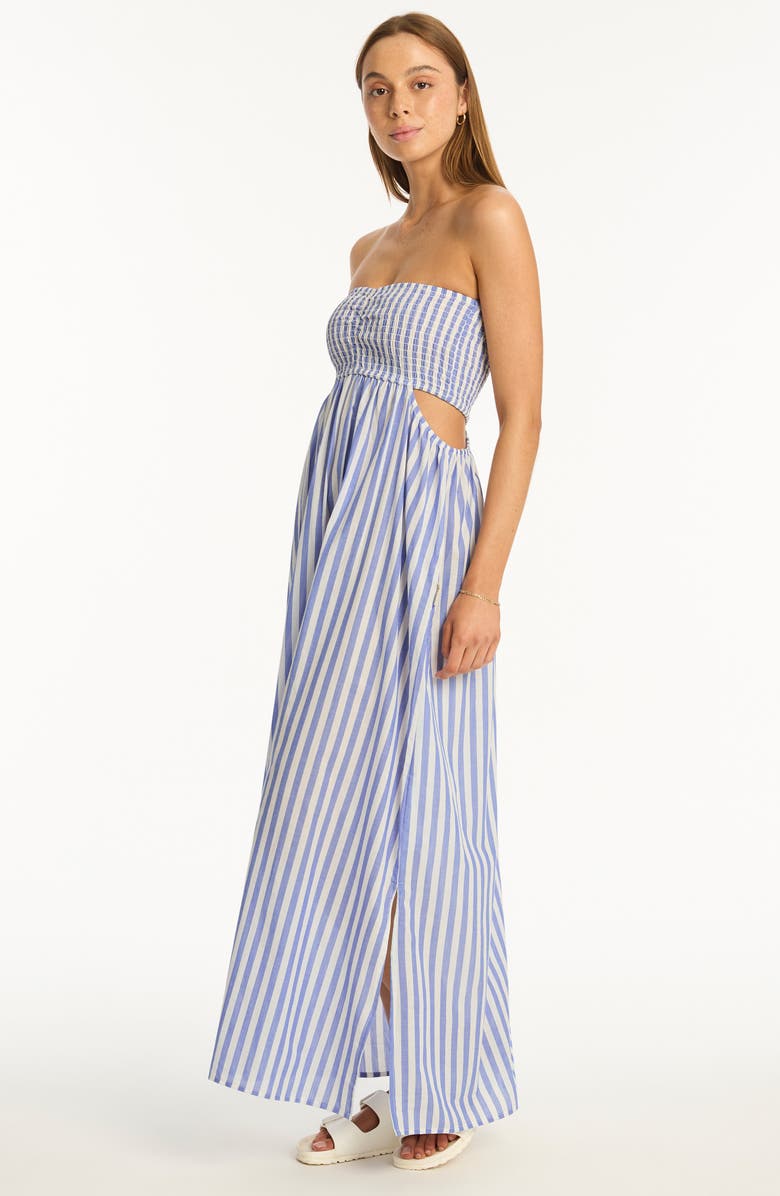 Sea Level Sails Strapless Cover-Up Maxi Dress, Alternate, color, Royal