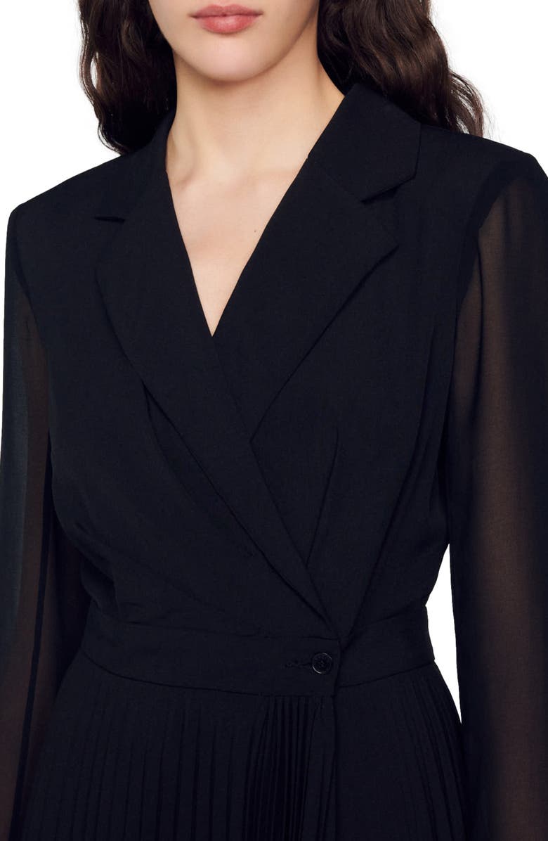 SANDRO House Midi Wrap Dress, Alternate, color, 