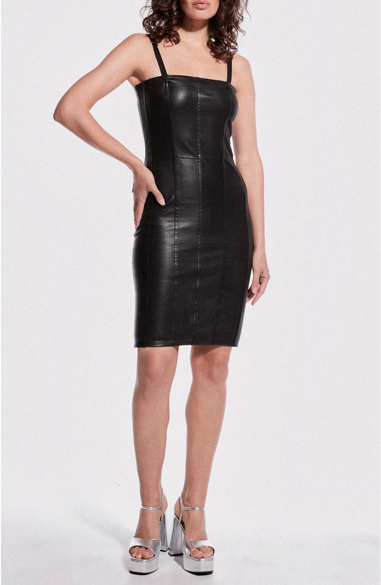 AS by DF Revenge Stretch Leather Dress, Alternate, color, Black