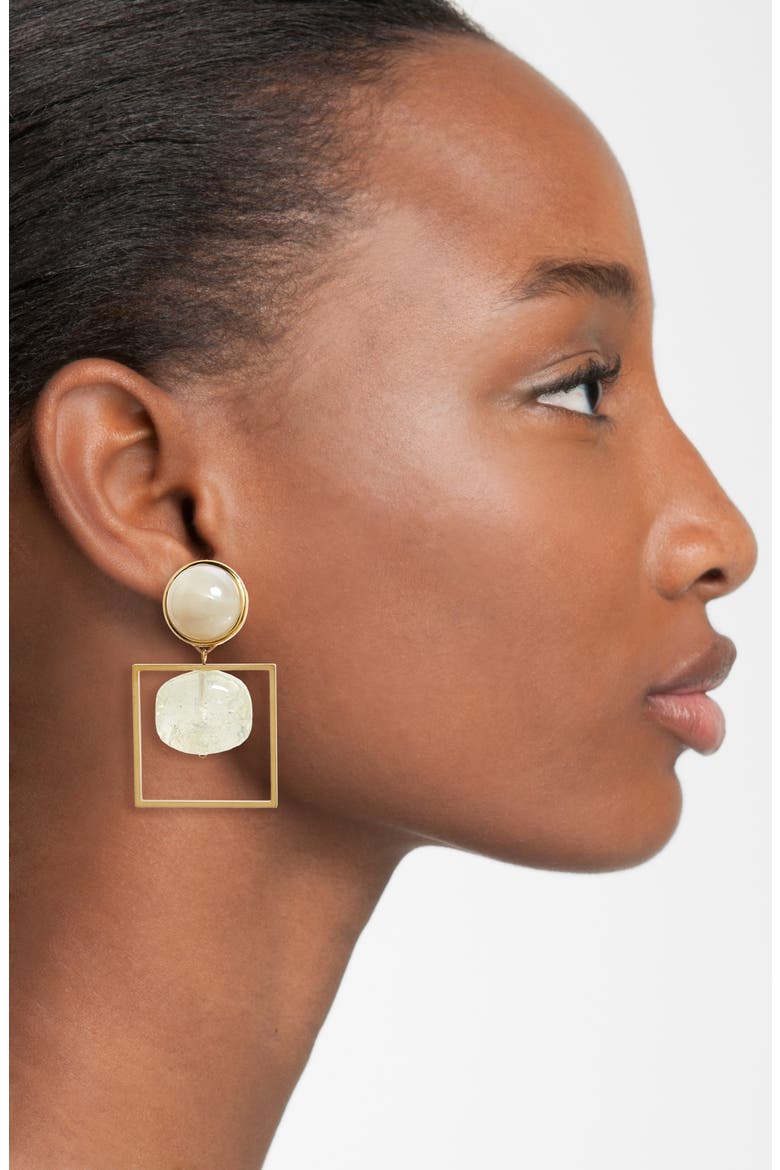 Geo Statement Drop Earrings, Alternate, color, CLEAR / VINTAGE GOLD