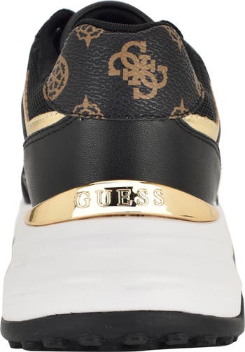 GUESS Women's Fonzi Sneaker, Ivory/Black Multi 150, 41 EU