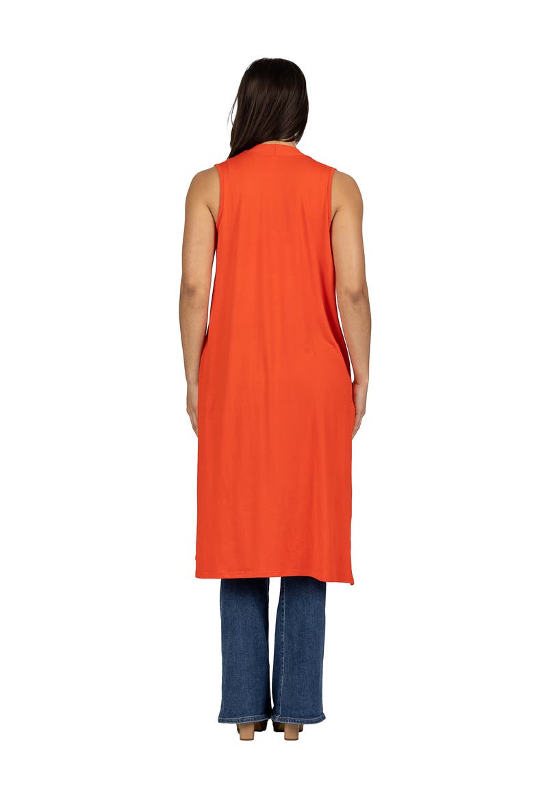 Maternity Sleeveless Long Cardigan with Side Slit, Alternate, color, Orange