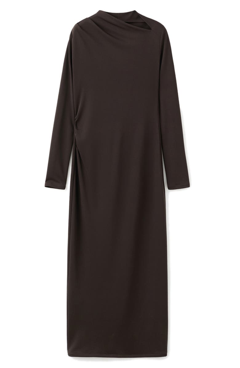 MANGO Asymmetric Neck Long Sleeve Dress, Main, color, 