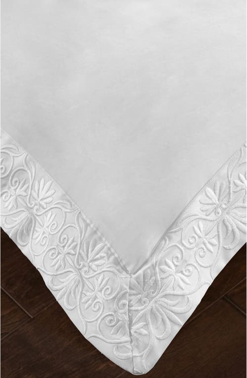 Pure Parima Egyptian Cotton Sateen Embroidered 3-piece Ariane Duvet Cover Set In White