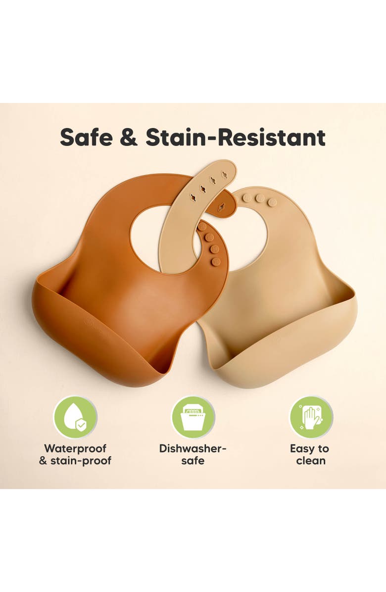 KeaBabies Prep Silicone Bibs, Alternate, color, Terracotta