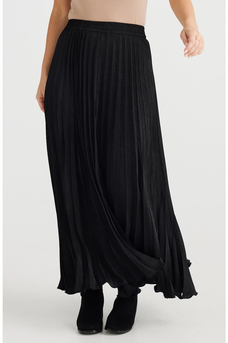 Alias Pleated Maxi Skirt, Alternate, color, BLACK