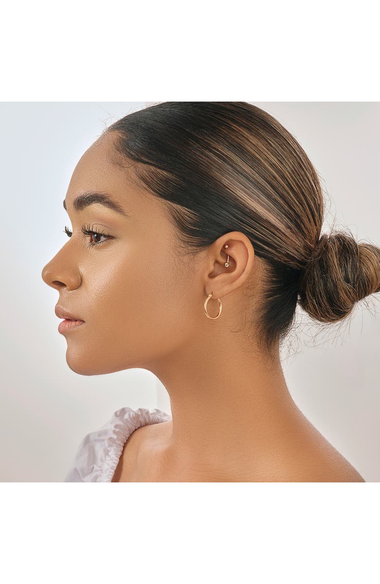 Sterling Forever 14K Rose Gold Plated Sterling Silver 0.75" Hoop Earrings, Alternate, color, Silver