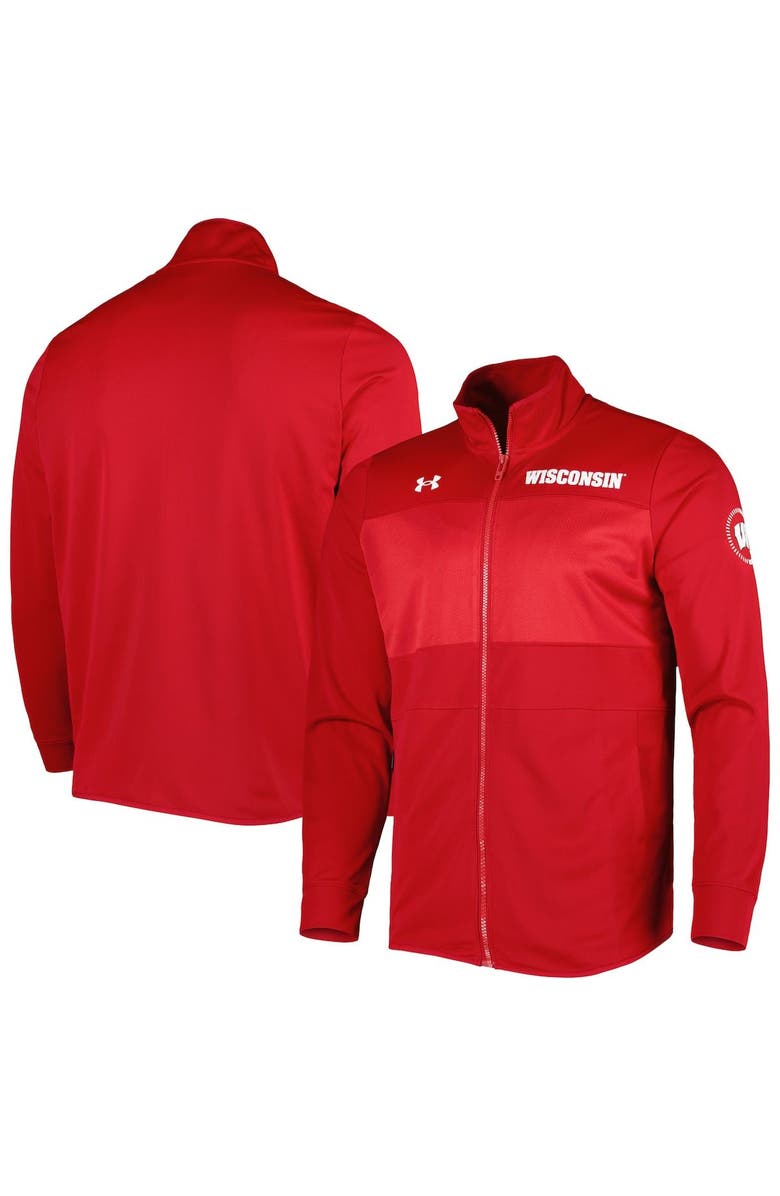Under Armour Men's Under Armour Red Wisconsin Badgers Knit Warm-Up Full-Zip Jacket, Main, color, Red