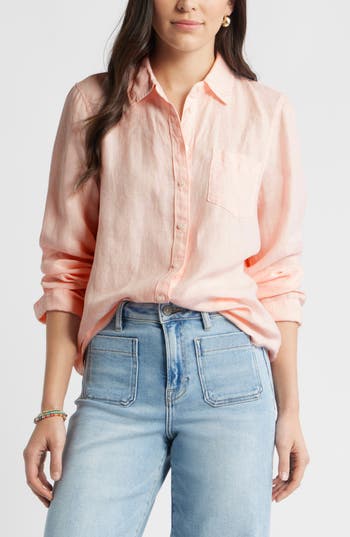 Caslon ® Casual Linen Button-up Shirt In Pink