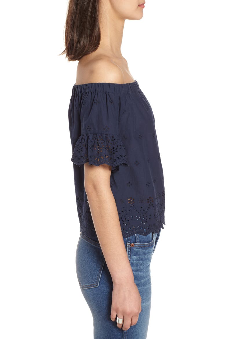 Off the Shoulder Eyelet Top, Alternate, color, TWILIGHT