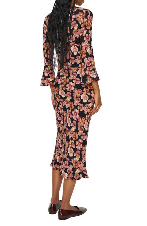 Reformation Kiley Floral Print Midi Dress In Burgundy