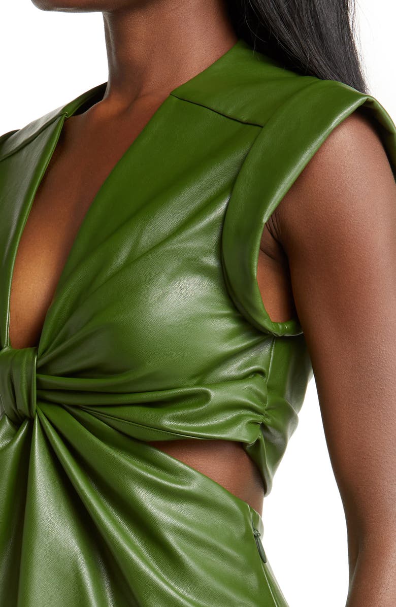 A.L.C. Lexi Cutout Waist Faux Leather Dress, Alternate, color, 