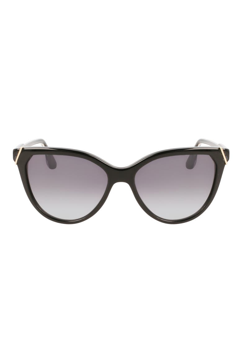 Guilloché 57mm Gradient Cat Eye Sunglasses, Main, color, BLACK