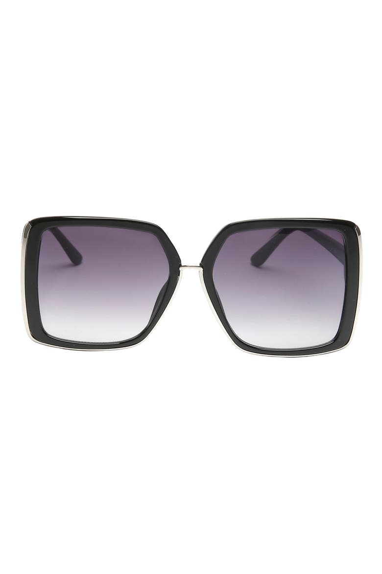 58mm Butterfly Square Gradient Sunglasses, Main, color, SHINY BLACK / SMOKE MIRROR