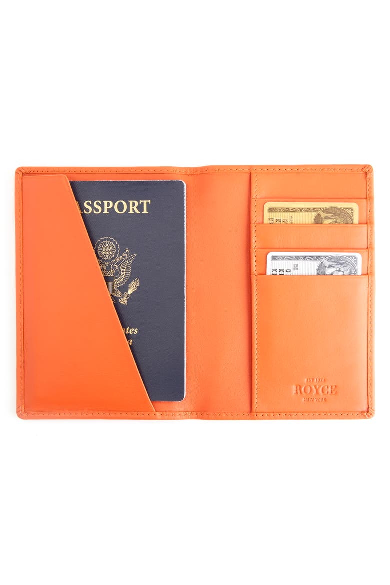 RFID Leather Passport Case, Alternate, color, ORANGE