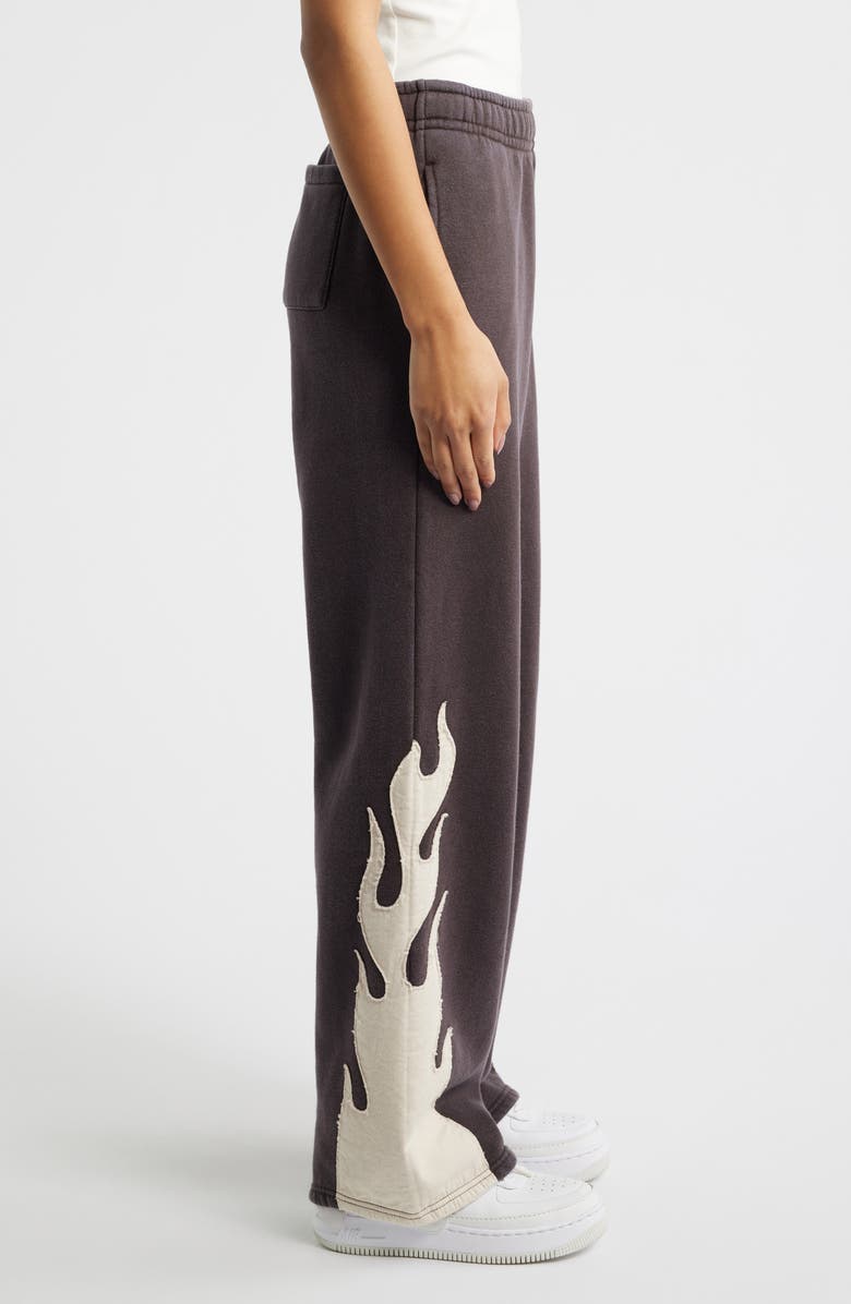 PacSun Flame Appliqué Sweatpants, Alternate, color, Brown