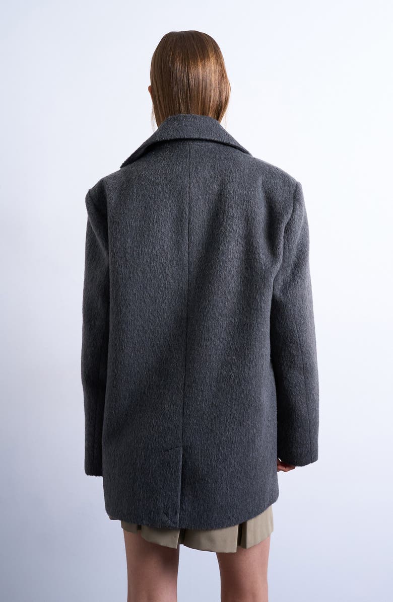 Topshop Three-Button Brushed Coat, Alternate, color, Charcoal