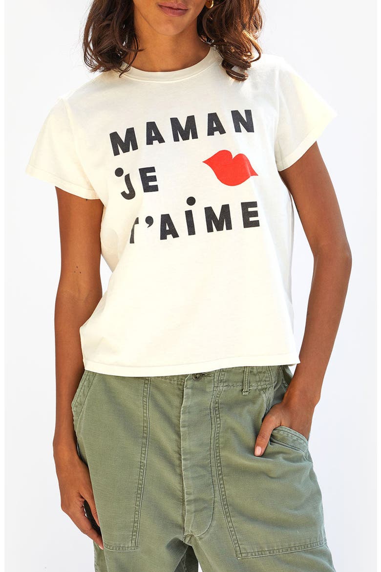 Classic Cotton Graphic T-Shirt, Main, color, CREAM BLACK/POPPY JE T'AIME