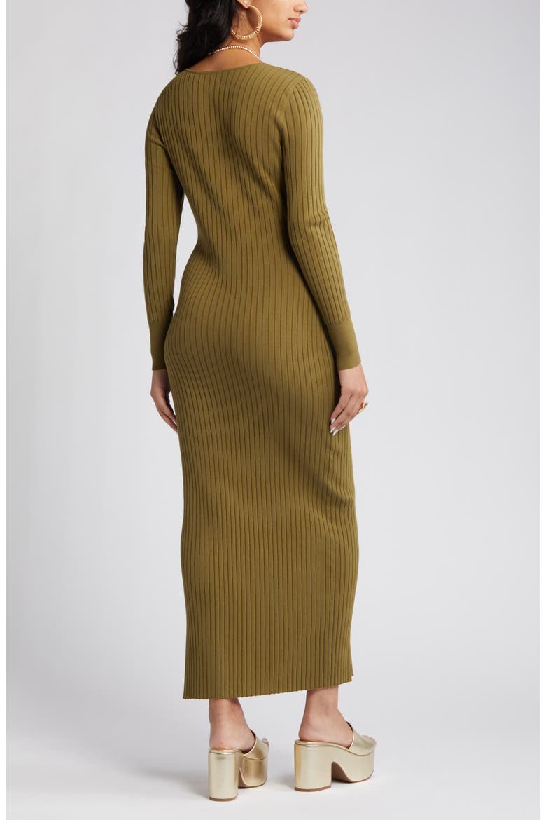 Scoop Neck Long Sleeve Rib Sweater Dress, Alternate, color, OLIVE SPHAGNUM