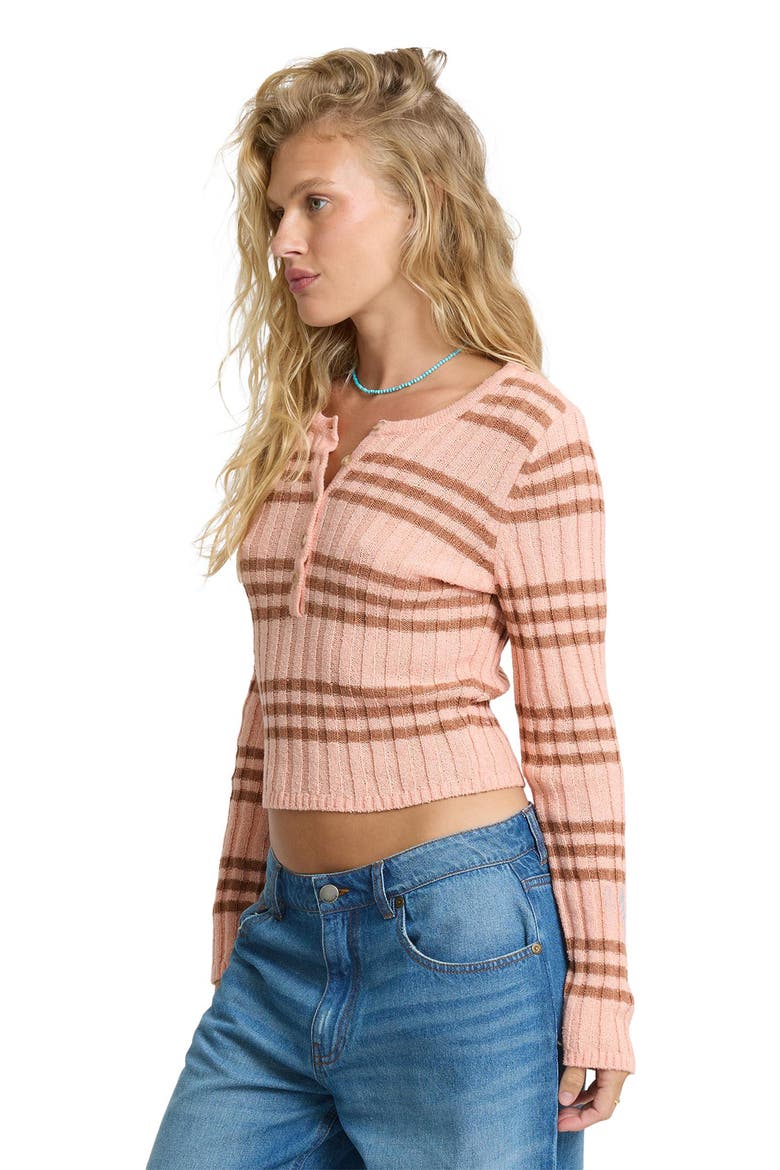 Ziggy Stripe Cotton Blend Knit Crop Top, Alternate, color, PALE PEACH