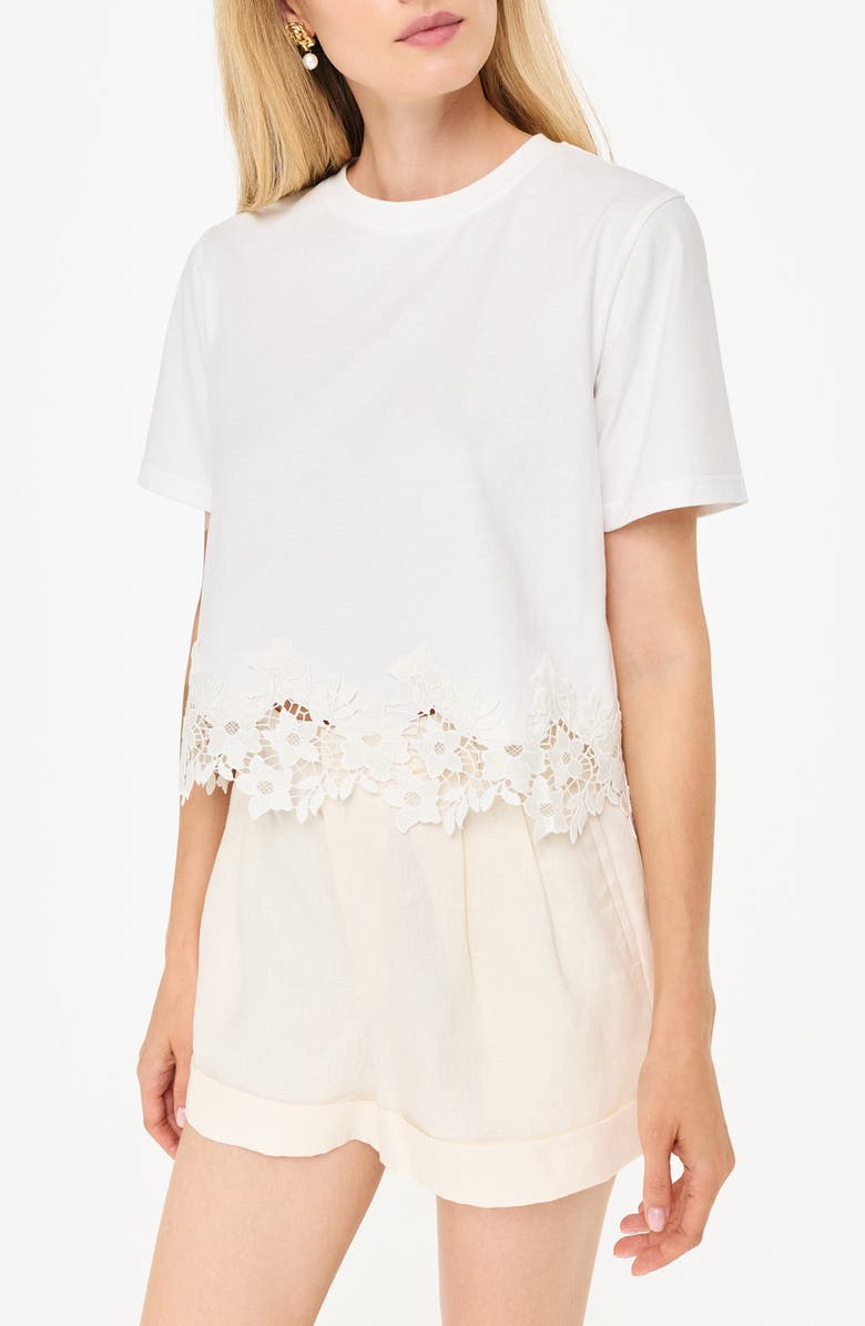 CAMI NYC Keanu Lace Hem T-Shirt, Alternate, color, White