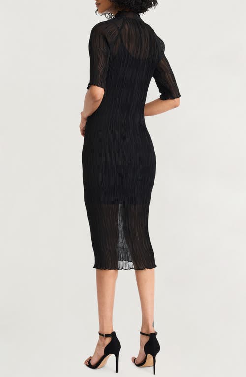 LUXELY LUXELY PLISSÉ FUNNEL NECK MIDI DRESS
