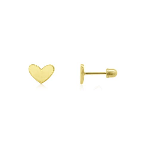 Chubby Gold Heart Screw Back Stud Earrings