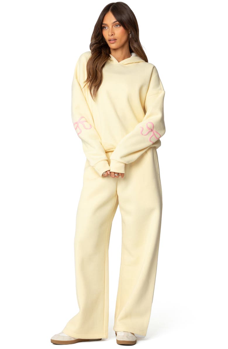 EDIKTED Bonney Bow Oversize Hoodie, Alternate, color, Yellow