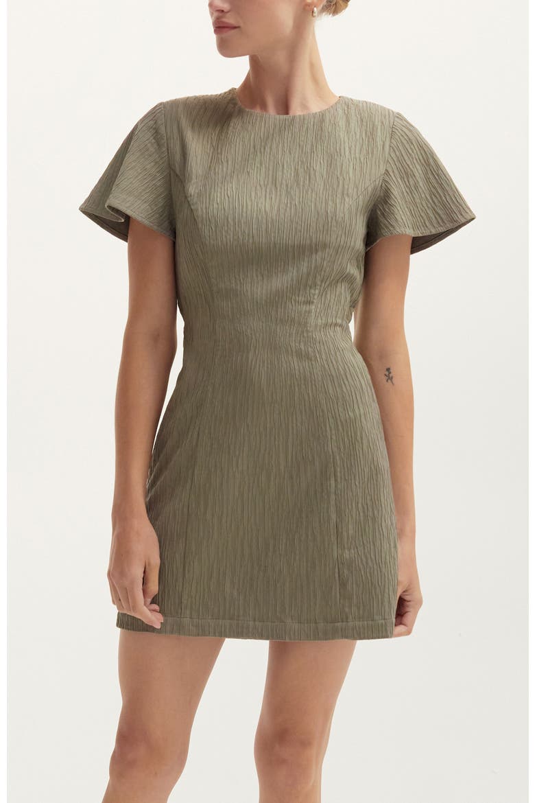 Textured Back Cut Out Mini Dress, Main, color, Olive