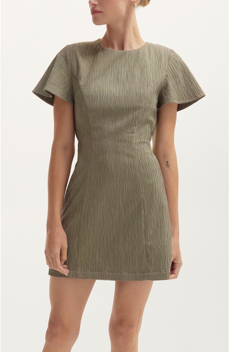 CRESCENT Textured Back Cut Out Mini Dress, Main, color, Olive