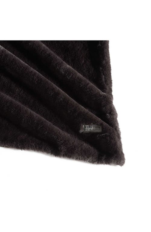 Kenneth Cole New York Solid Faux Fur Throw In Dark Brown