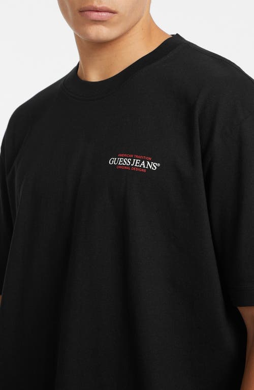 Guess Jeans American Trad Logo Cotton Graphic T-shirt In Black