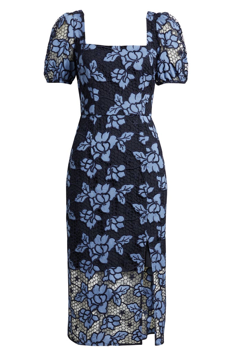 Sam Edelman Denim Embroidery Midi Dress, Alternate, color, Navy