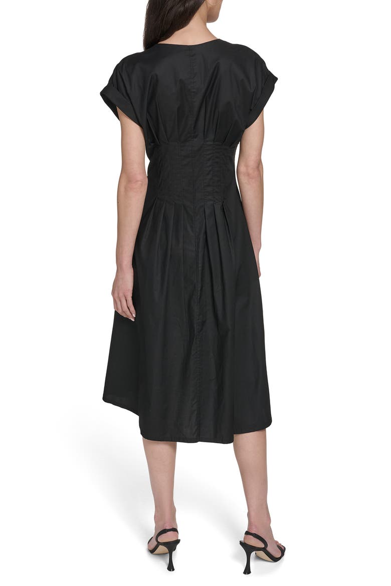 Pintuck Fit and Flare Shirtdress, Alternate, color, BLACK