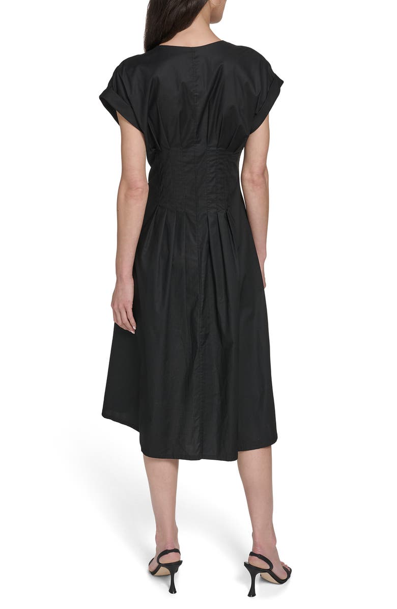 Calvin Klein Pintuck Fit and Flare Shirtdress, Alternate, color, Black