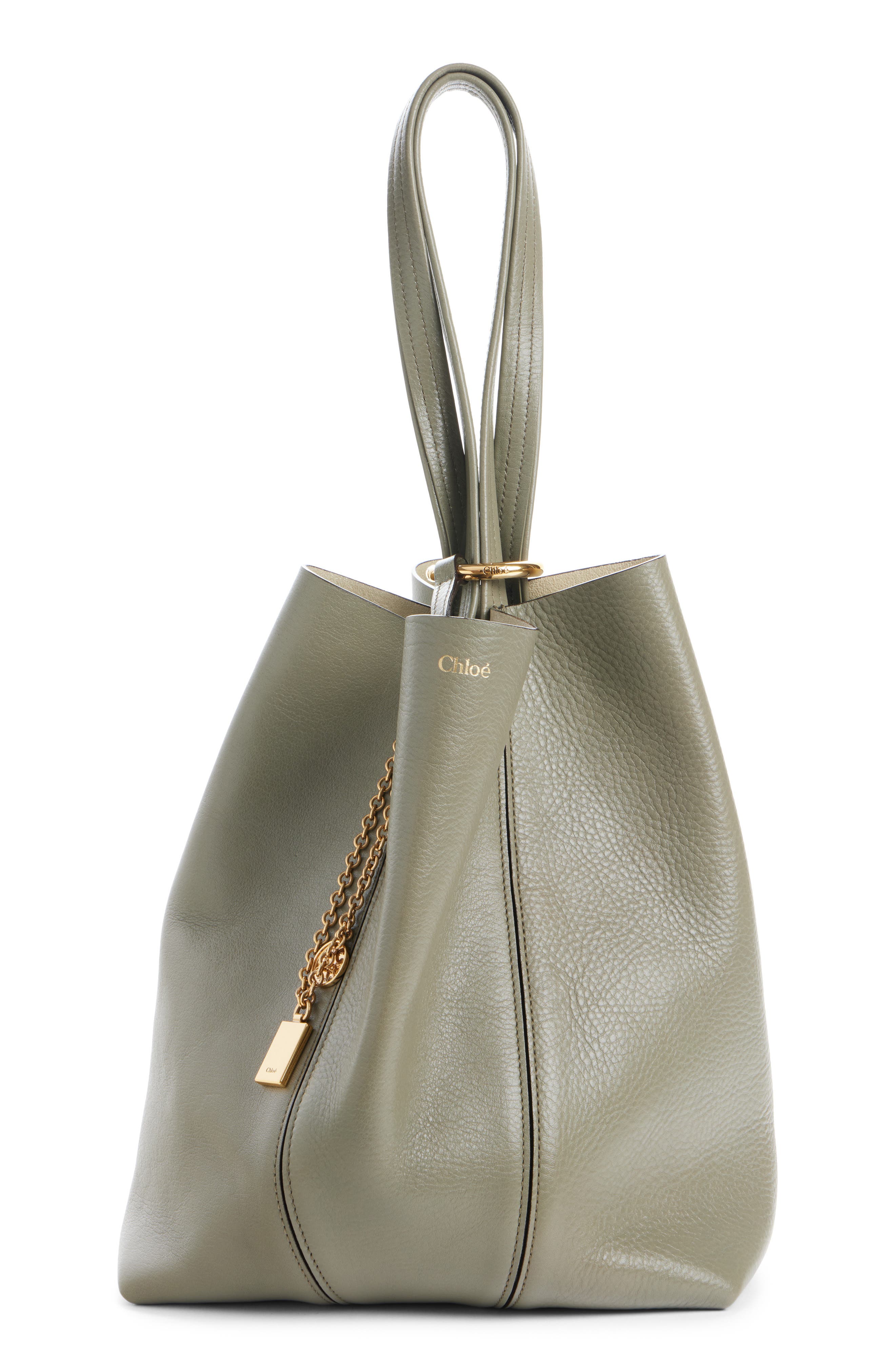 Spin Leather Tote, Alternate, color, ALOE GREEN