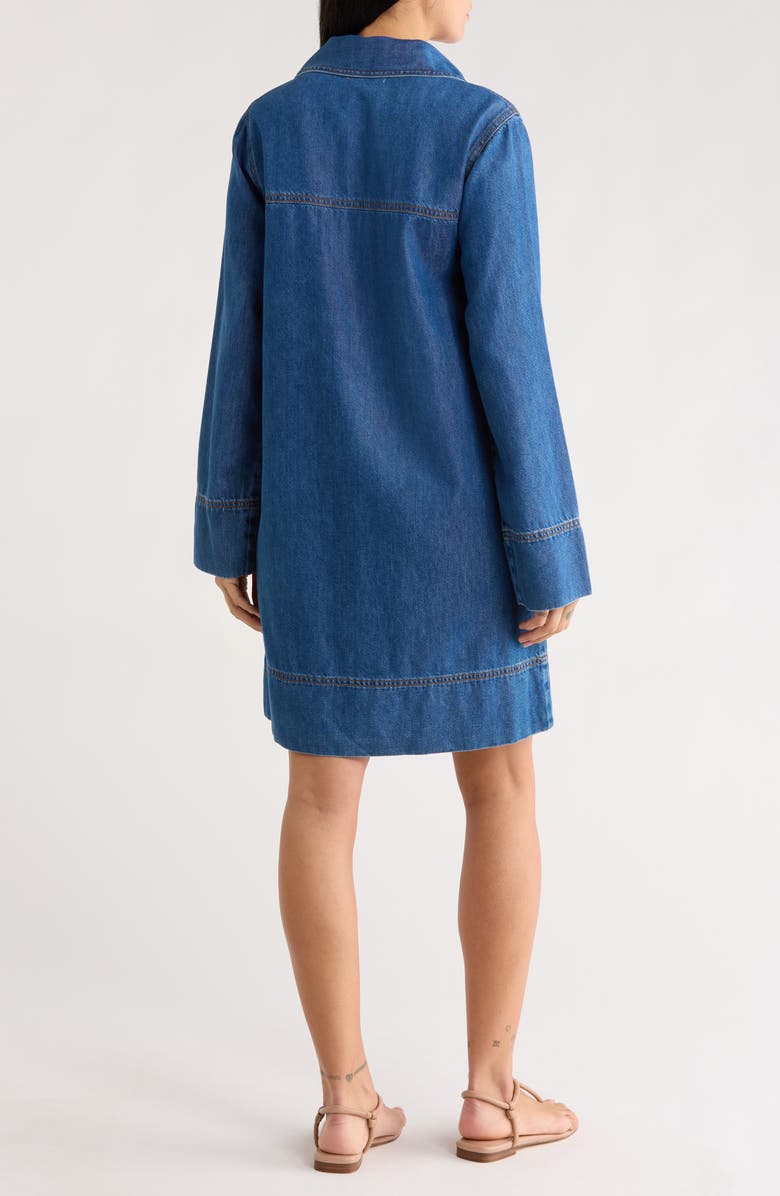 Habitual Long Sleeve Popover Denim Minidress, Alternate, color, Lagoon