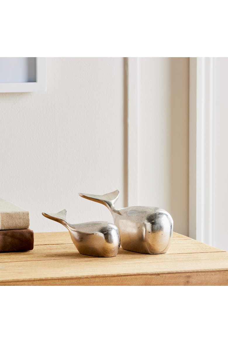 Moby Whale Sculptures Set of 2, Alternate, color, Silver