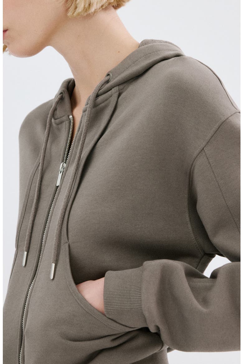 Seamed Terry Zip Hoodie, Alternate, color, GREY