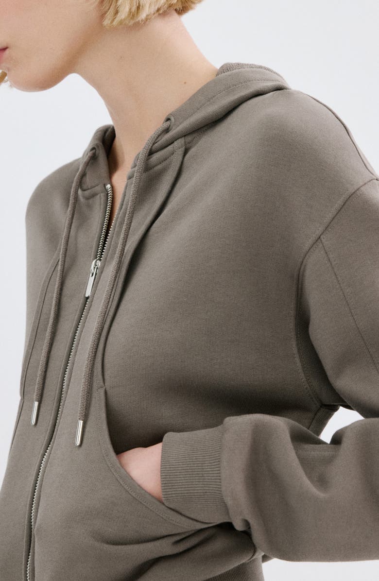 MANGO Seamed Terry Zip Hoodie, Alternate, color, 