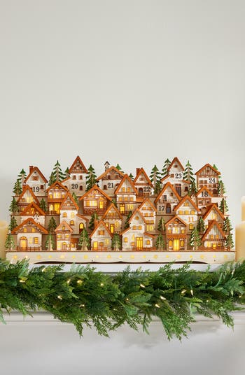 Lit Wooden Alpine Village Advent Calendar
